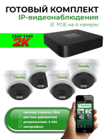 Готовый комплект IP видеонаблюдения для помещения 4 камеры с микрофоном 4Мп - Охранные системы РЕАЛ - Екатеринбург